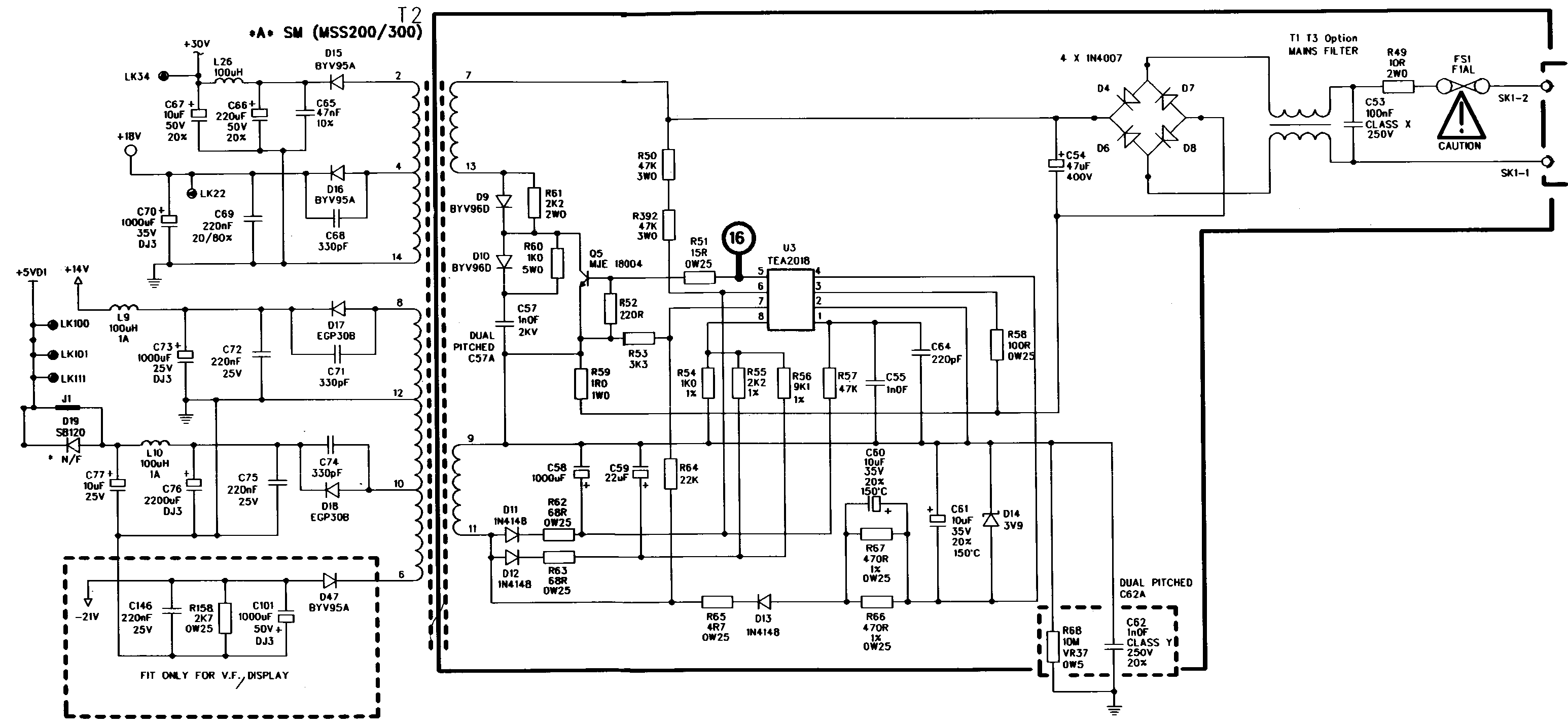 MSS200/300 PSU circuit diagram.